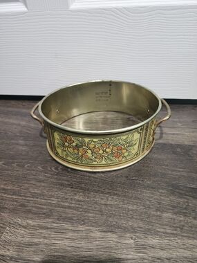 Vtg MCM Pyrex 624 Golden Harvest Round Casserole Metal CARRIER Handled Holder